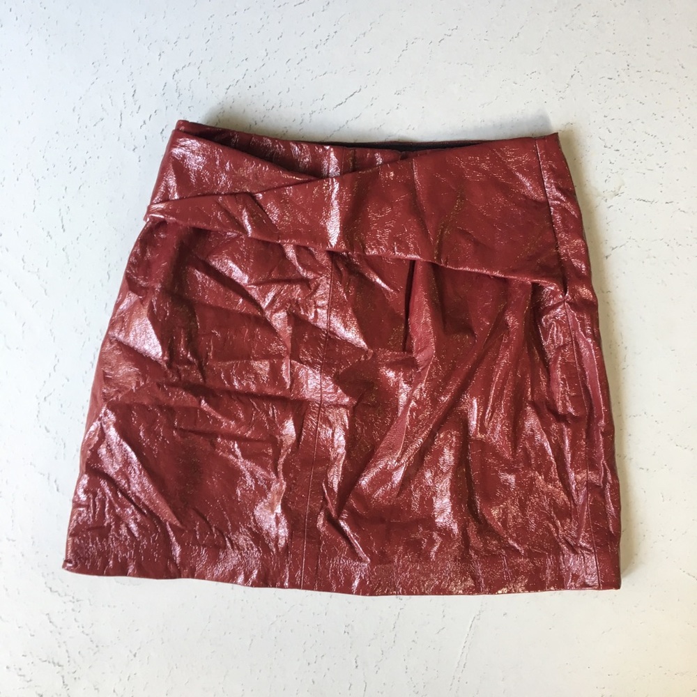 Zara burgundy faux patent leather mini skirt